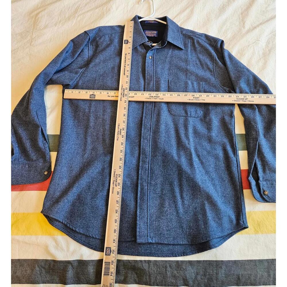Large Button Down Navy Pendleton Wool Shirt - image 4